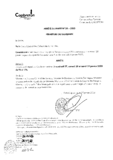 N°28 ARRETE FERMETURE SKATE PARK 27 - 28 ET 31 JANVIER