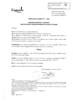N°21-2025 DECISION Marché de services - Avenant 1 Mise en place d'ateliers musicaux en milieu scolaire