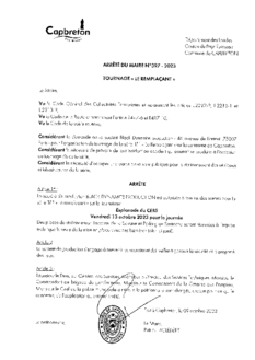 N°397-2023 ARRETE TOURNAGE LE REMPLACANT