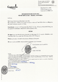 N°218-2023 DECISION PRET CHAPITEAU