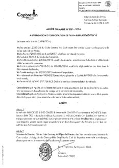 N°02P-2024 ARRETE AUTORISATION TAXI - EMPLACEMENT 4