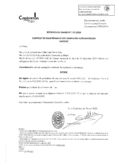 N°113-2025 DECISION CONTRAT DE MAINTENANCE SANITAIRES AUTOMATIQUES - SAGELEC