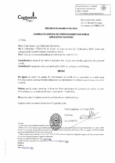 N°86-2025 DECISION CONTRAT DE GESTION DU STATIONNEMENT PAR MOBILE - EASYPARK