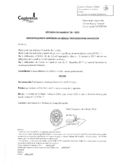 N°38-2025 DECISION renouvellement adhésion réseau manacom