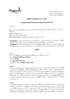 N°109-2023 ARRETE ODP RUE JACQUES PREVERT