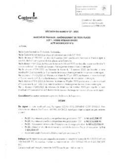 N°27-2025 DECISION Marché de travaux - COLAS Aménagement de trois places - lot1 voirie réseaux divers - Acte modificatif 6