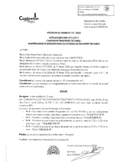 N°75-2025 DECISION AVENANT Lot 1 Campagne transfert de sable Maintenance et exploitation du système de transfert de sable - SEIHE