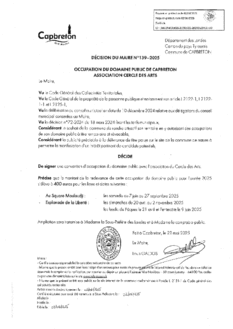 N°139-2025 DECISION Occupation du Domaine Public CERCLE DES ARTS 2025