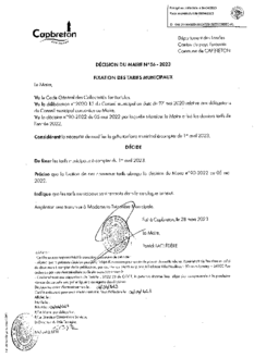 N°56-2023 DECISION et annexe - Fixation des tarifs municipaux au 1er avril 2023