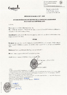 N°217-2023 DECISION Résidence Liquidambar  27 août au 3 septembre 2023
