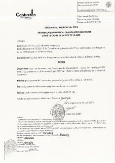 N°68-2023 DECISION BANDA LOUS MAYOUNS - FETE DE LA MER