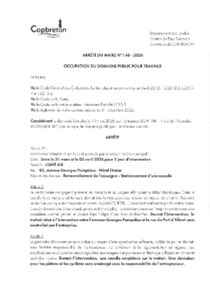 N°148 -2026 ARRETE LIGHT AIR - 85 avenue Georges Pompidou - entre le 31 mars et le 03 avril 2026