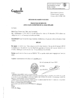 N°65-2025 DECISION PRESTATION DE SERVICES LUKAS SEELAND