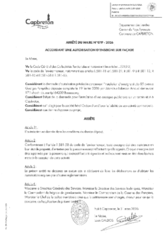 N°07P-2026 ARRETE Autorisation d'enseigne sur façade - Hôtel Océan
