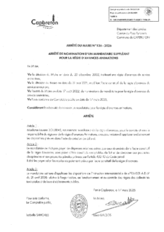 N°136-2026 ARRETE Nomination d'un mandataire suppléant pour la régie  d'avances animations - Mme Louane BOURRAS