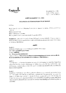 N°111-2023 ARRETE ODP LABEQUE AV MAL LECLERC PARKING DU STADE