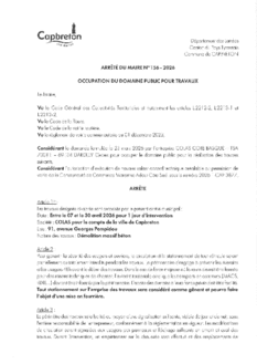N°156-2026 ARRETE COLAS - 91 av. Georges Pompidou - entre le 07 et le 30 avril 2026