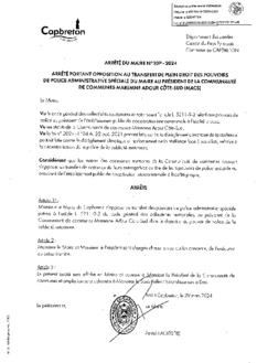 N°10P-2024 ARRETE PERMANENT PORTANT OPPOSITION AU TRANSFERT DE PLEIN DROIT DES POUVOIRS DE POLICE ADMINISTRATIVE SPECIALE