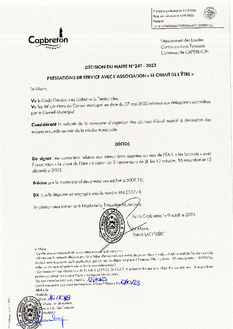 N°247-2023 DECISION PRESTATION DE SERVICE ASSOCIATIONLE CHAT DE L'ETRE