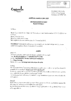 N°289-2023 ARRETE RECHARGEMENT SABLE PLAGE CENTRALE