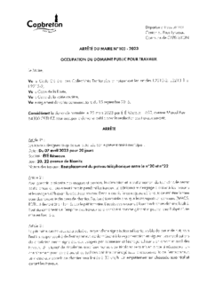 N°103-2023 ARRETE ETE RESEAU  20 -22 Avenue de Biarritz du 07 avril 2023 pour 20 jours