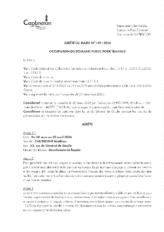N°149 -2026 ARRETE CHRISTOPHE Matthieu -  53 rue du Général de Gaulle - du 30 mars au 03 avril 2026