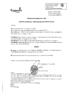 N°94-2024 DECISION MARCHE DE RESTAURATION D'URGENCE DES PEINTURES DE L'EGLISE