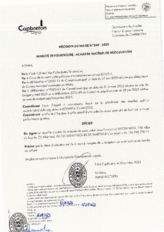 N°249-2023 DECISION ACHAT DE MATERIEL DE MUSCULATION