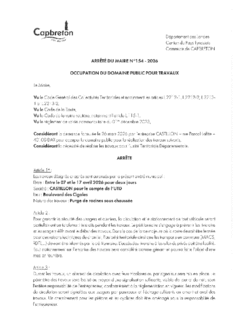 N°154-2026 ARRETE CASTILLON -  Boulevard des Cigales - entre le 07 et le 17 avril 2026