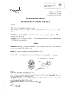 N°99-2025 DECISION BOURSE AU PERMIS DE CONDUIRE
