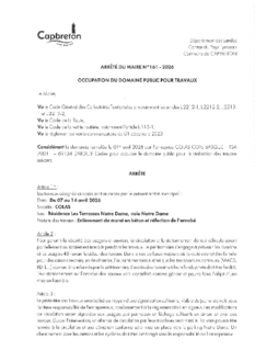 N°161-2026 ARRETE COLAS Résidence Les Terrasses Notre Dame, Voie Notre Dame - du 07 au 14 avril 2026