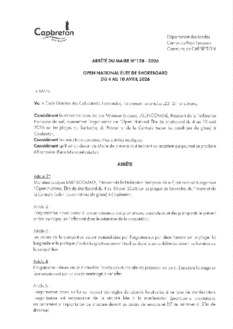 N°158-2026 ARRETE OPEN NATIONAL ELITE DE SHORTBOARD DU 4 AU 10 AVRIL 2026