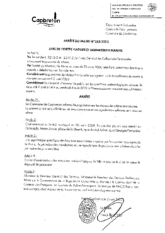 N°283-2023 ARRETE AVIS DE FORTES VAGUES ET SUBMERSION MARINE